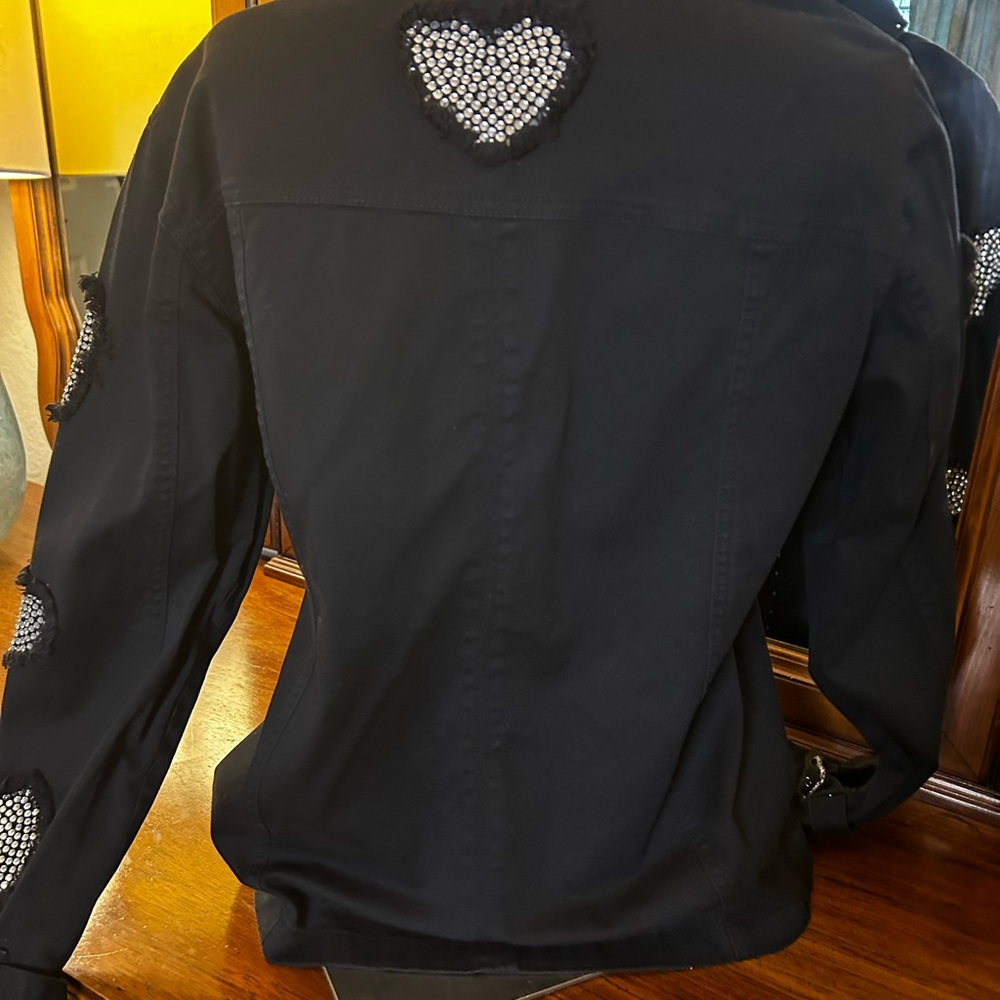 Quacker Factory vintage black denim heart jacket. Size M. - Picture 5 of 8